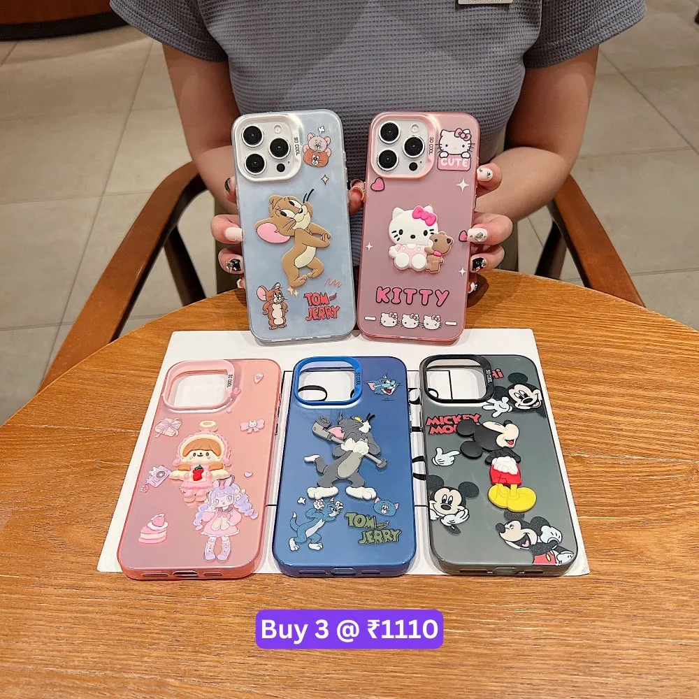 Colorful Printed and 3D Embossed Cartoon Phone Case - Realme 12 Plus