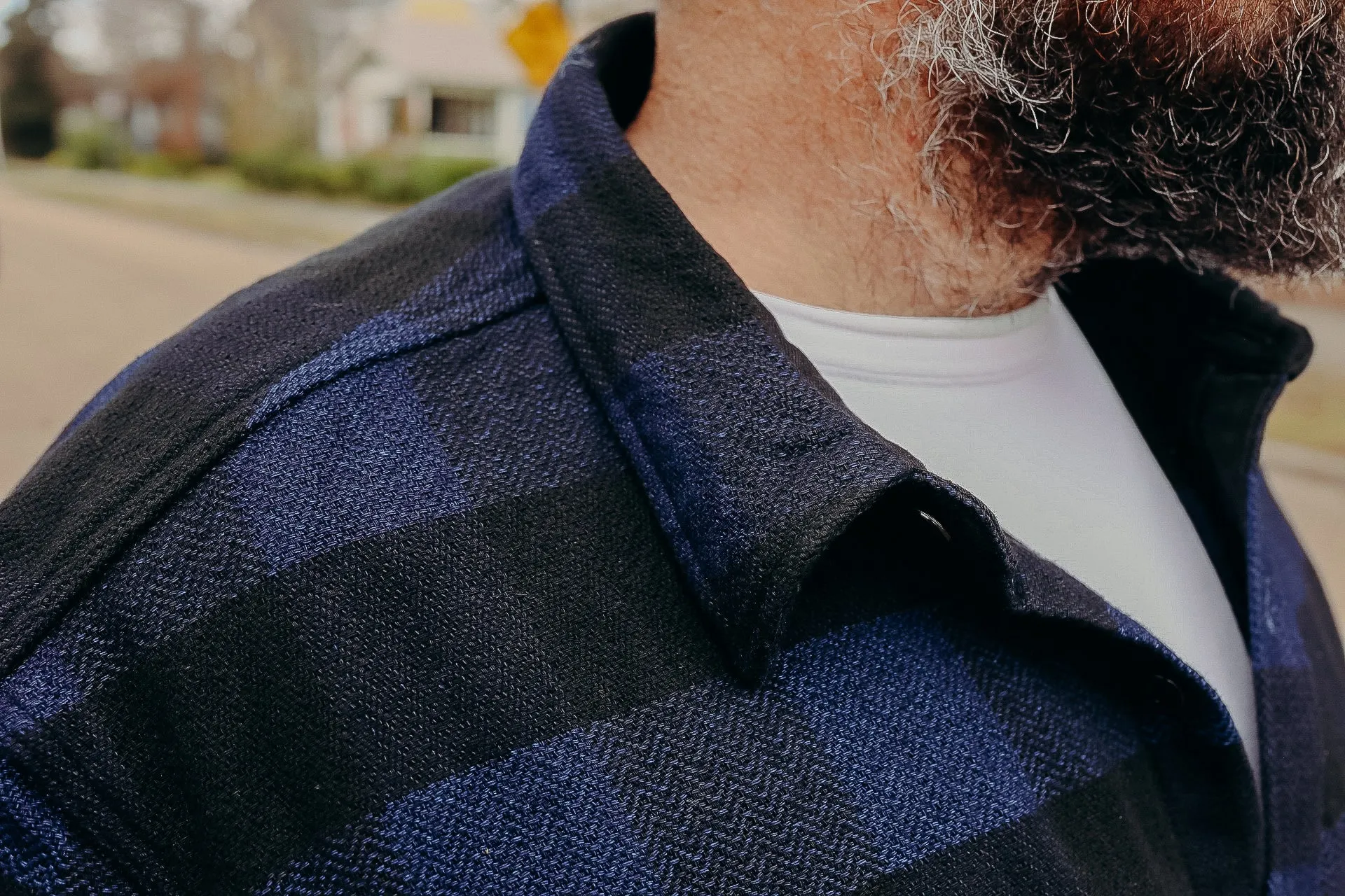 INDIGO BLOCK CHECK FLANNEL WESTERN SHIRT FN-SNW-101LSP