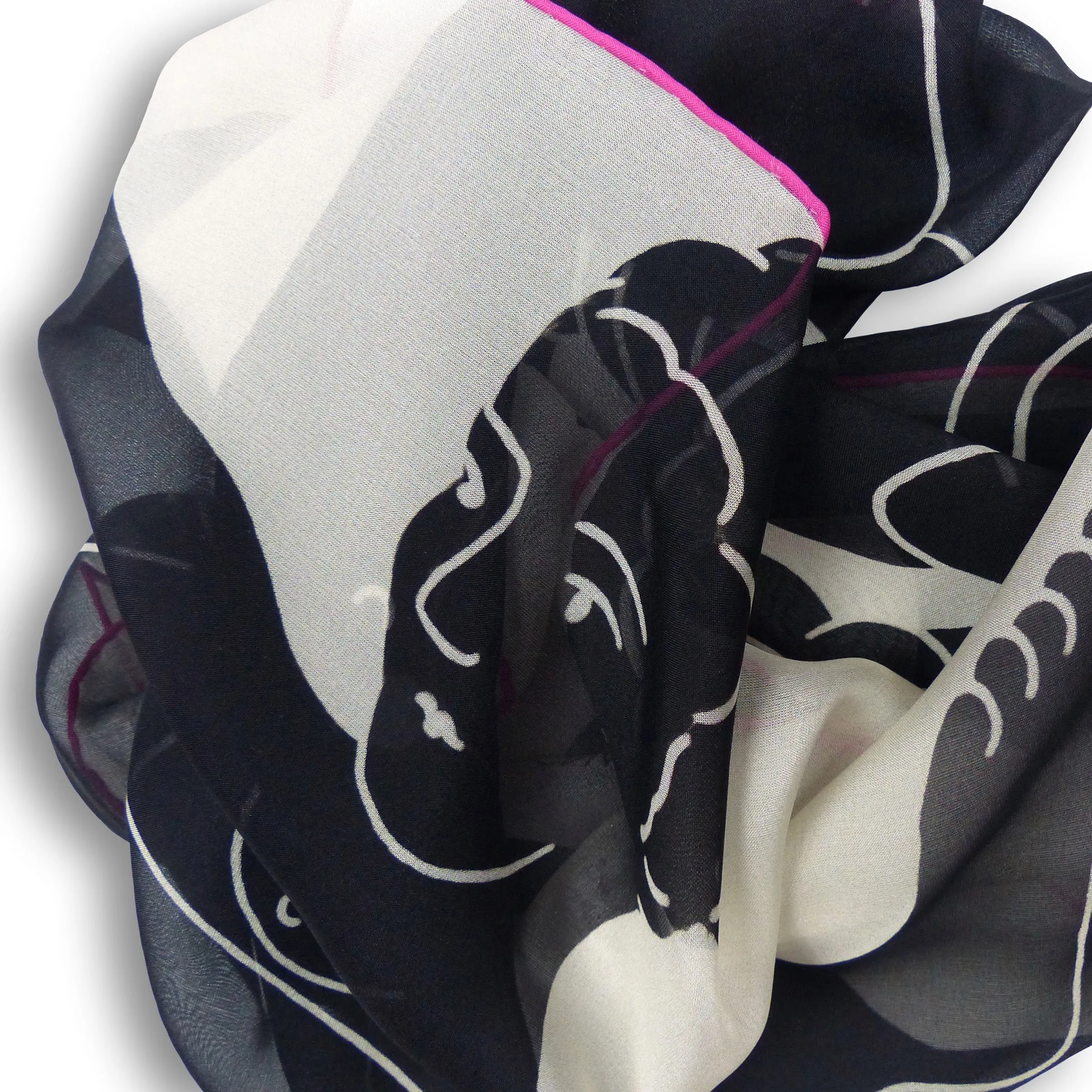 Silk Chiffon Scarf (65cm) - Ladies Black & White