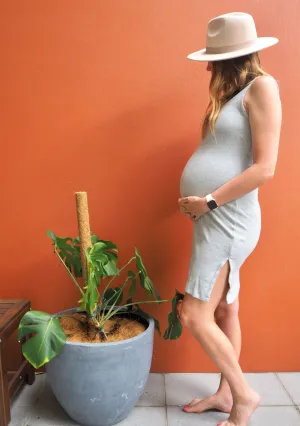 Sleeveless Ribbed Cotton Maternity Dress