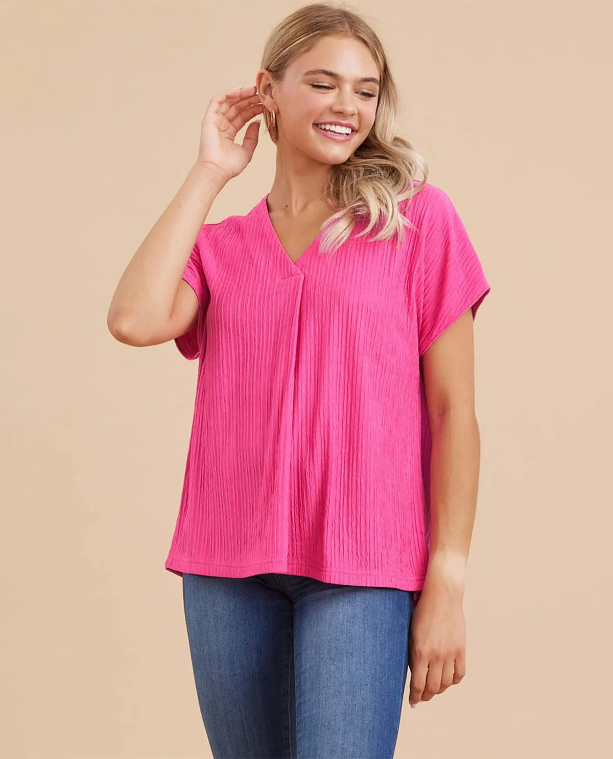 Textured V-Neck Top