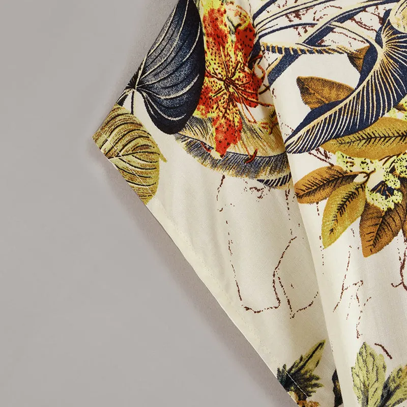 Women's Summer O-Neck Rayon Short-Sleeved Blouse With Print