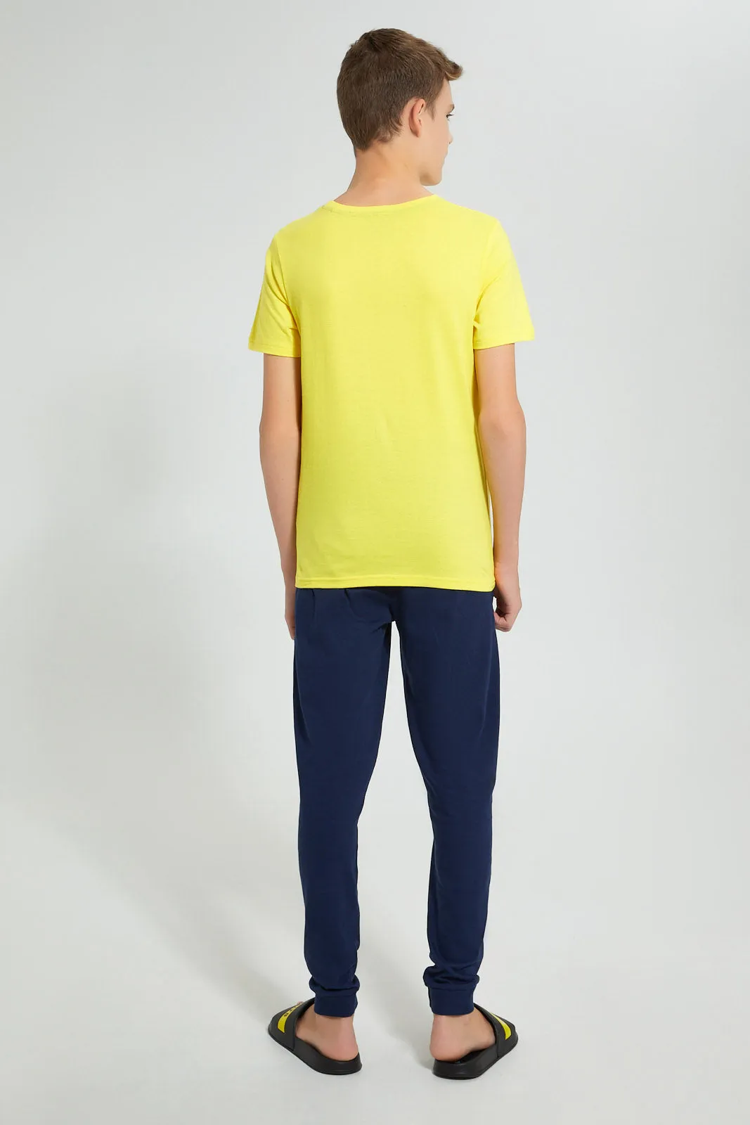 Yellow And Navy Game On Pyjama Set (2 Piece)